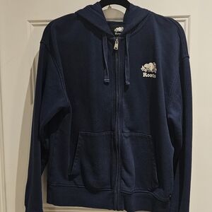 Roots Navy Full-Zip Hoodie with Logo
